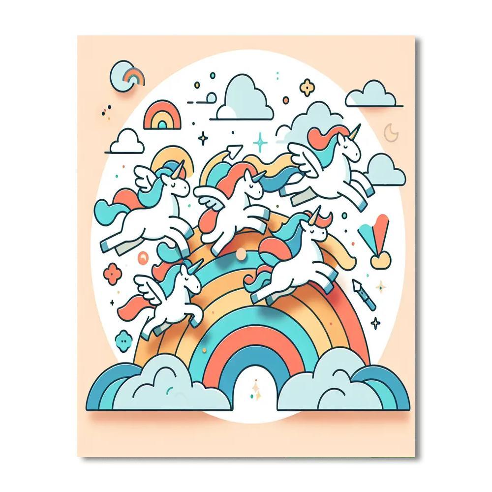 Unicorn Rainbow Ride Paint By Color