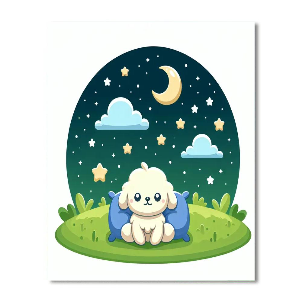 Puppy's Starry Night Numbered Painting Kits