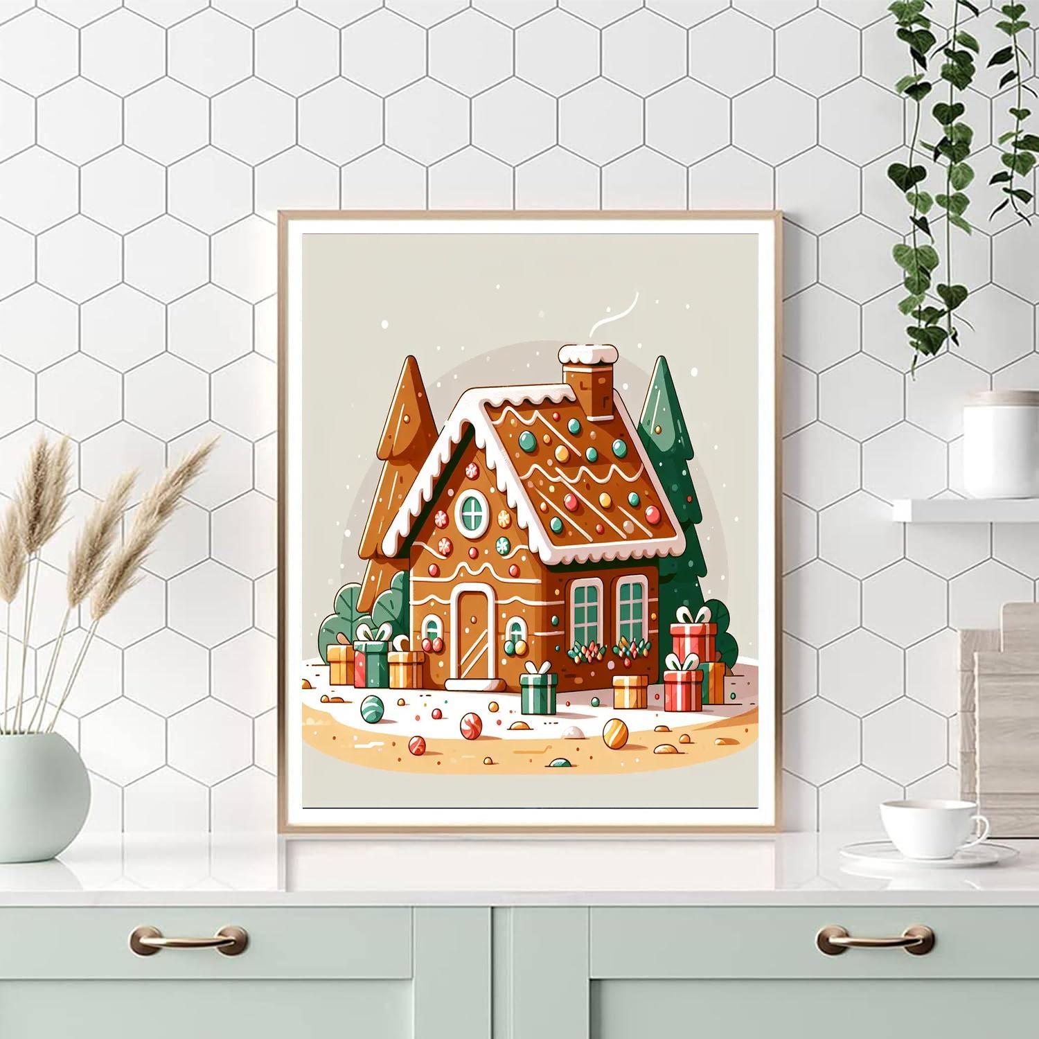 Cheerful Gingerbread House Paint By Numbers Art