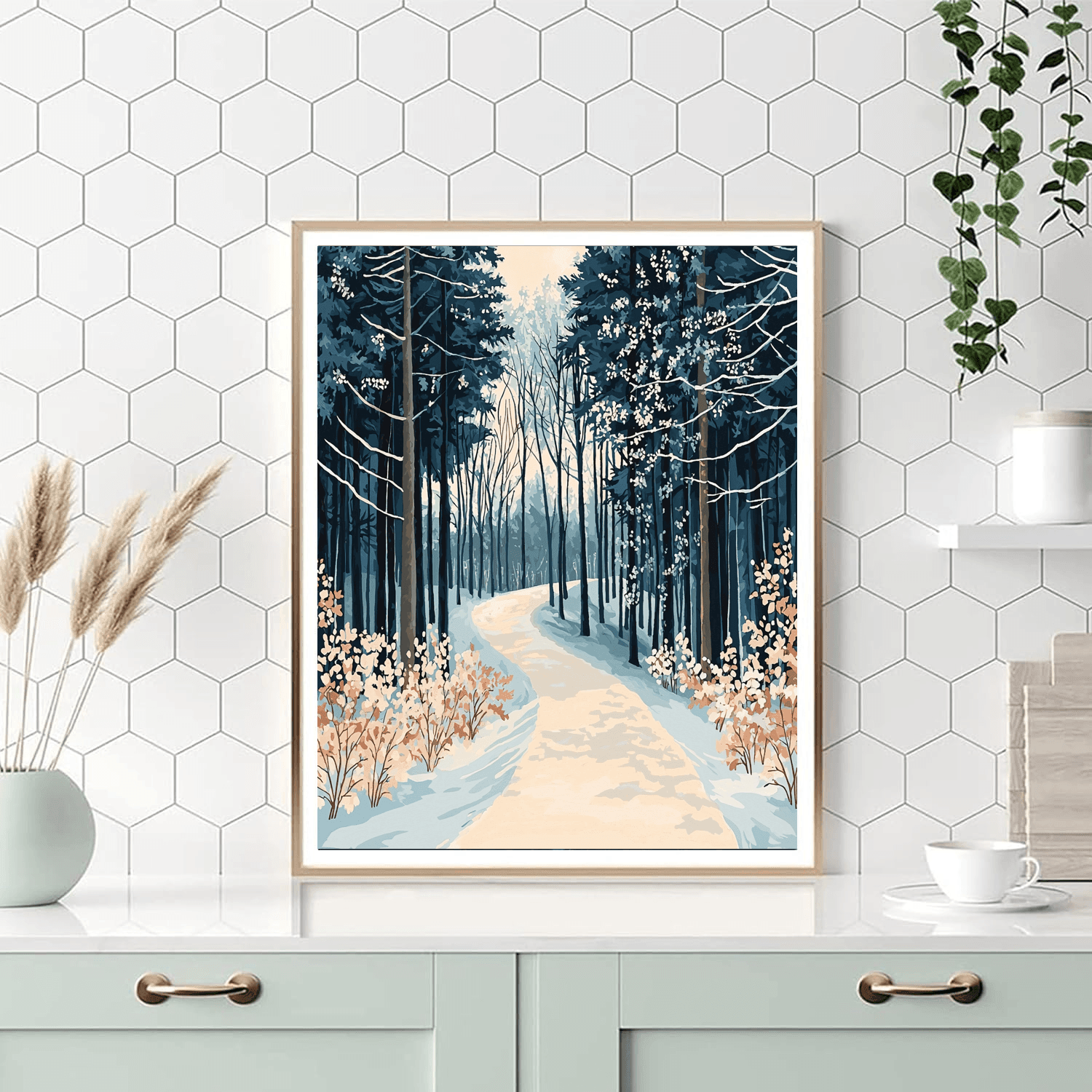 Caspar David Friedrich Inspired Winter Forest Trail  Paint By Color