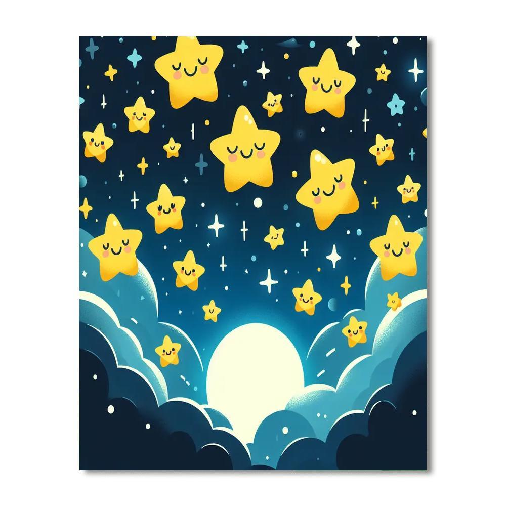 Cheerful Starry Night Numbered Painting Kits