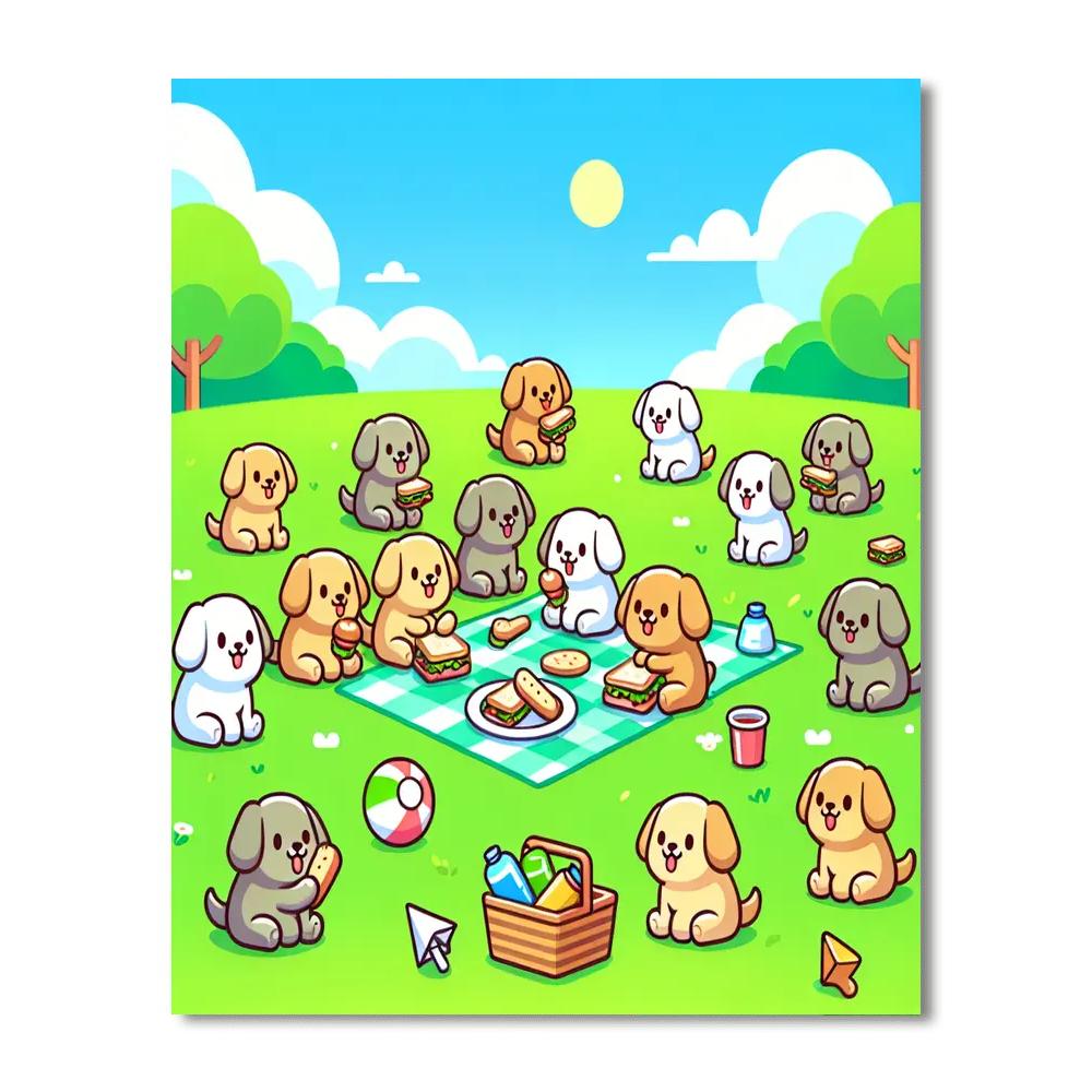 Puppy Playtime Picnic DIY Paint By Numbers