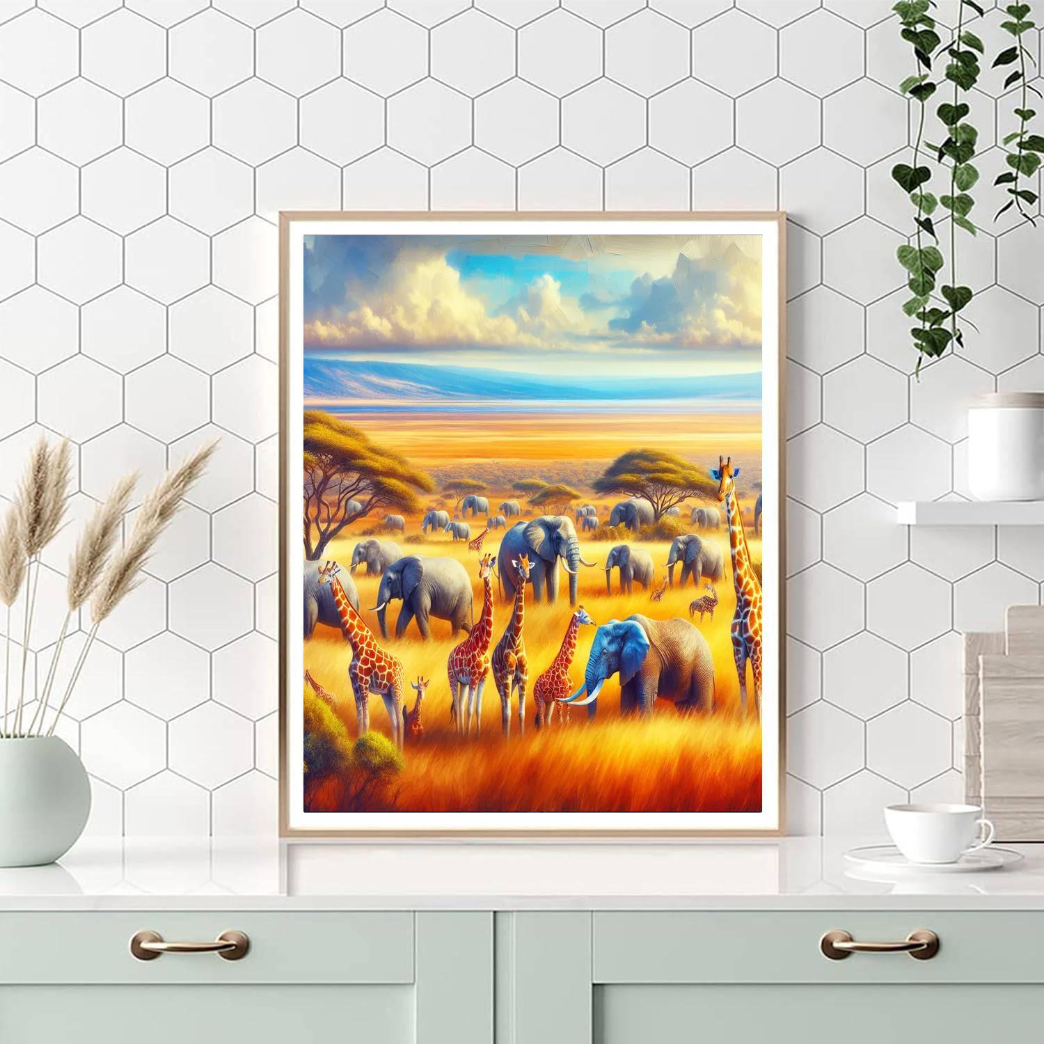 Safari Plains Adventure Paint By Numbers Art
