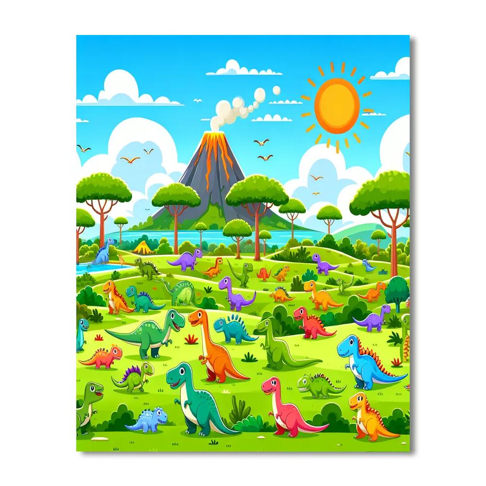 Funky Dino Park Number Painting