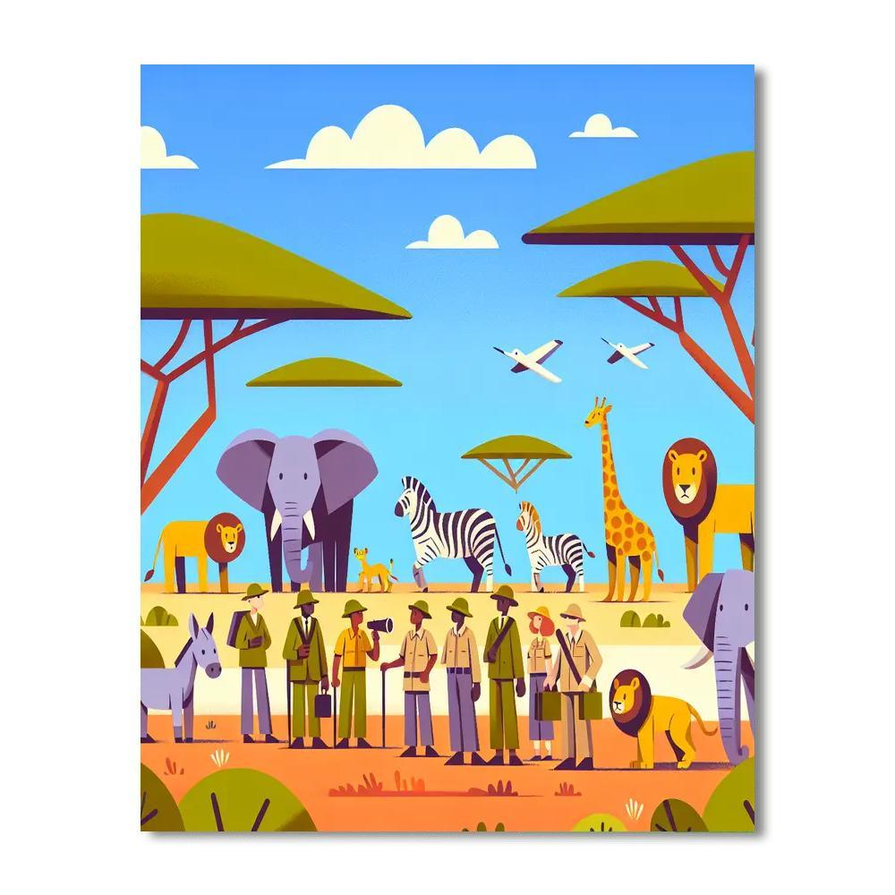 Animal Safari Expedition Paint By Numbers Art