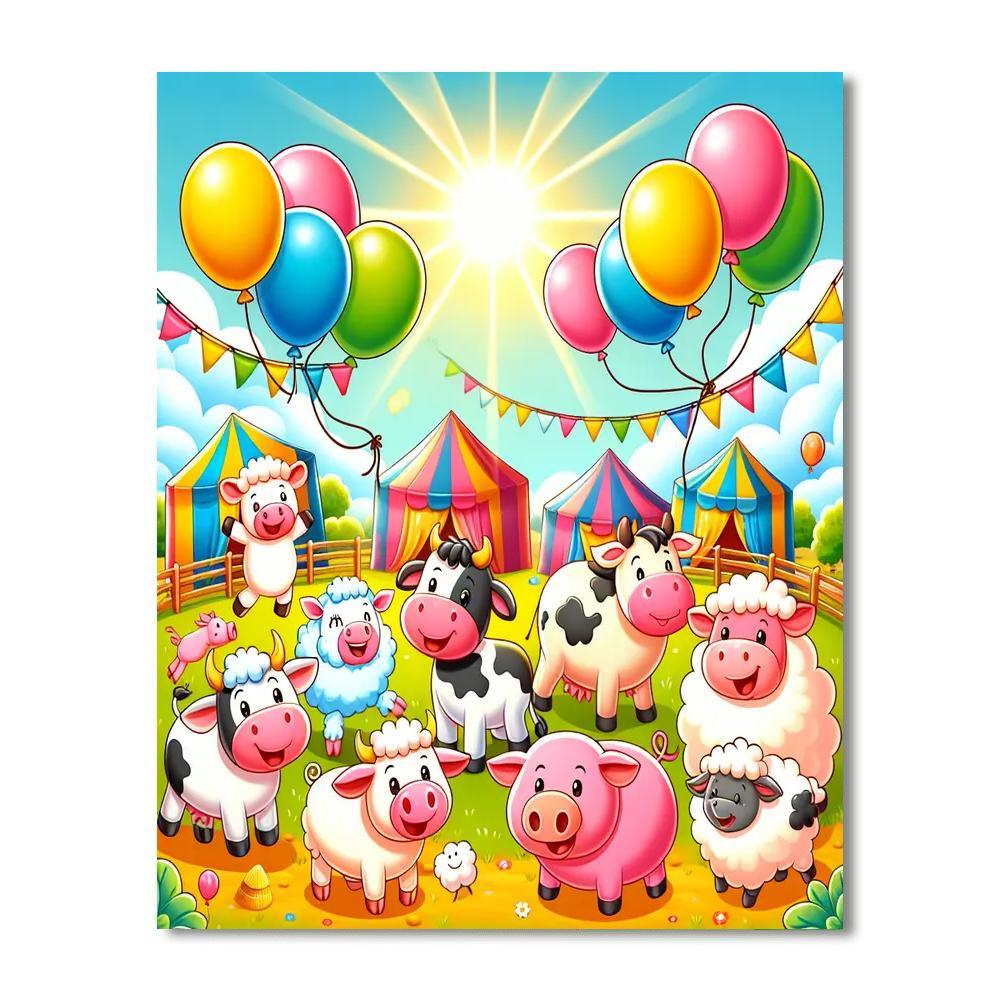 Funny Farmyard Festival Paint By Color