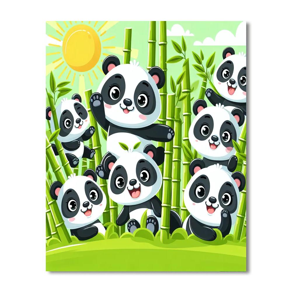 Pandas In Paradise Painting Number Kit