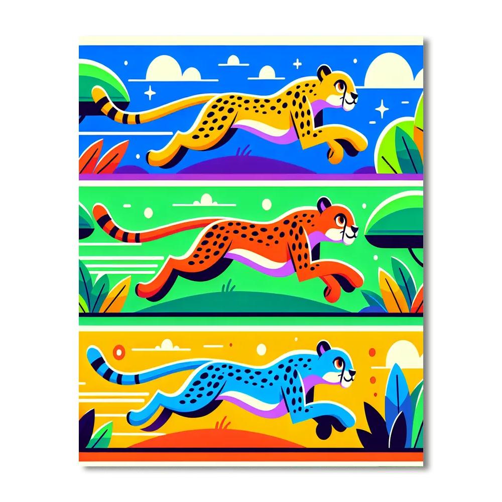 Cheetah Sprint Showdown Paint By Numbers