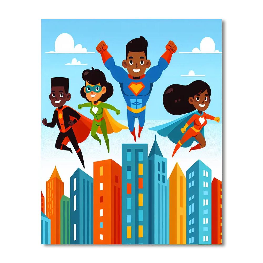 Superhero City Heroes Painting Number Kit