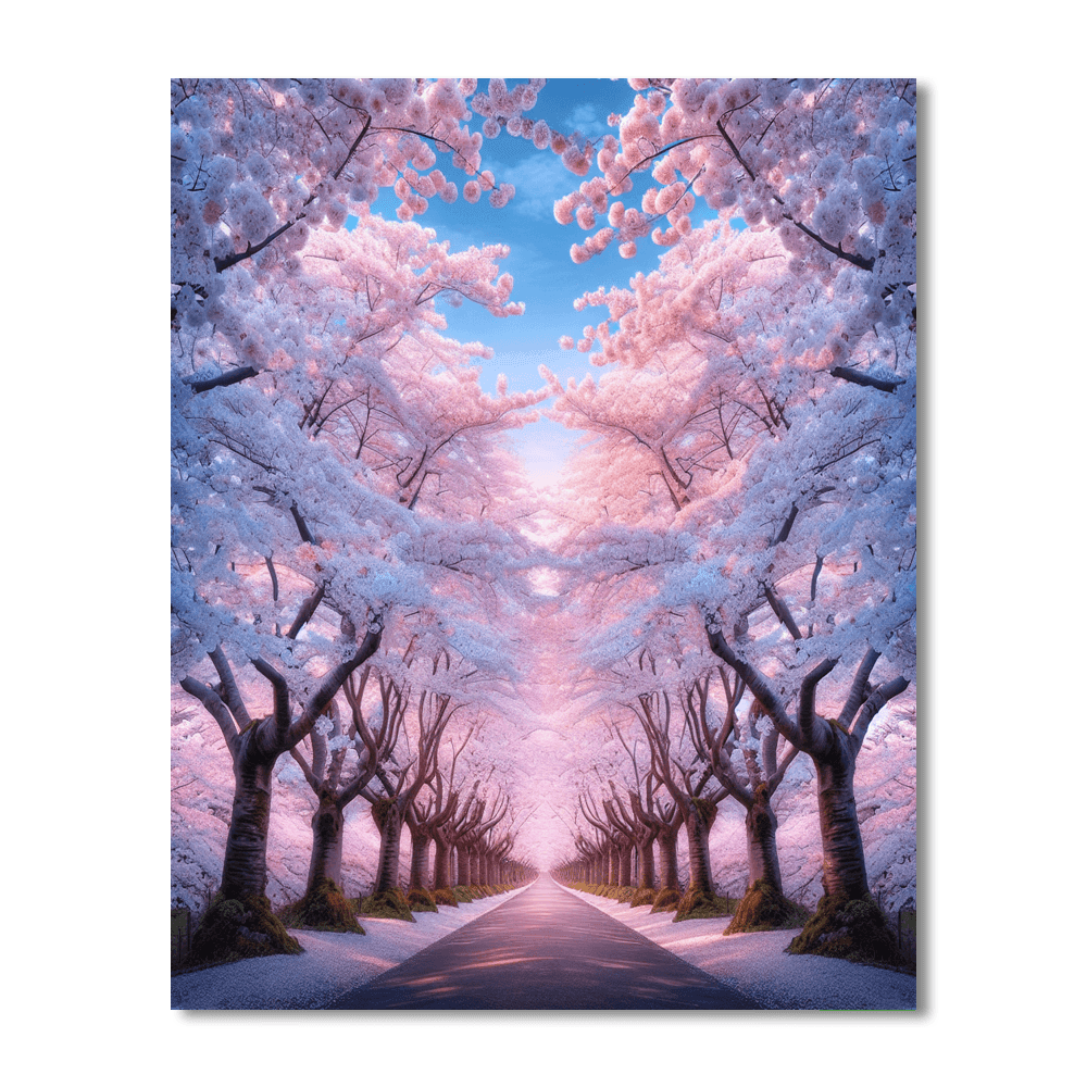 Charming Cherry Blossom Lane Painting Number Kit