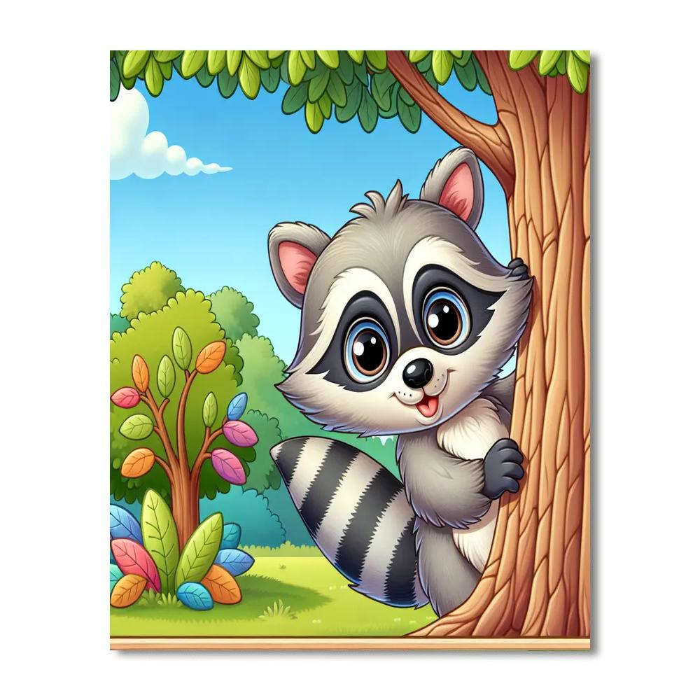 Excited Raccoon Paint By Color