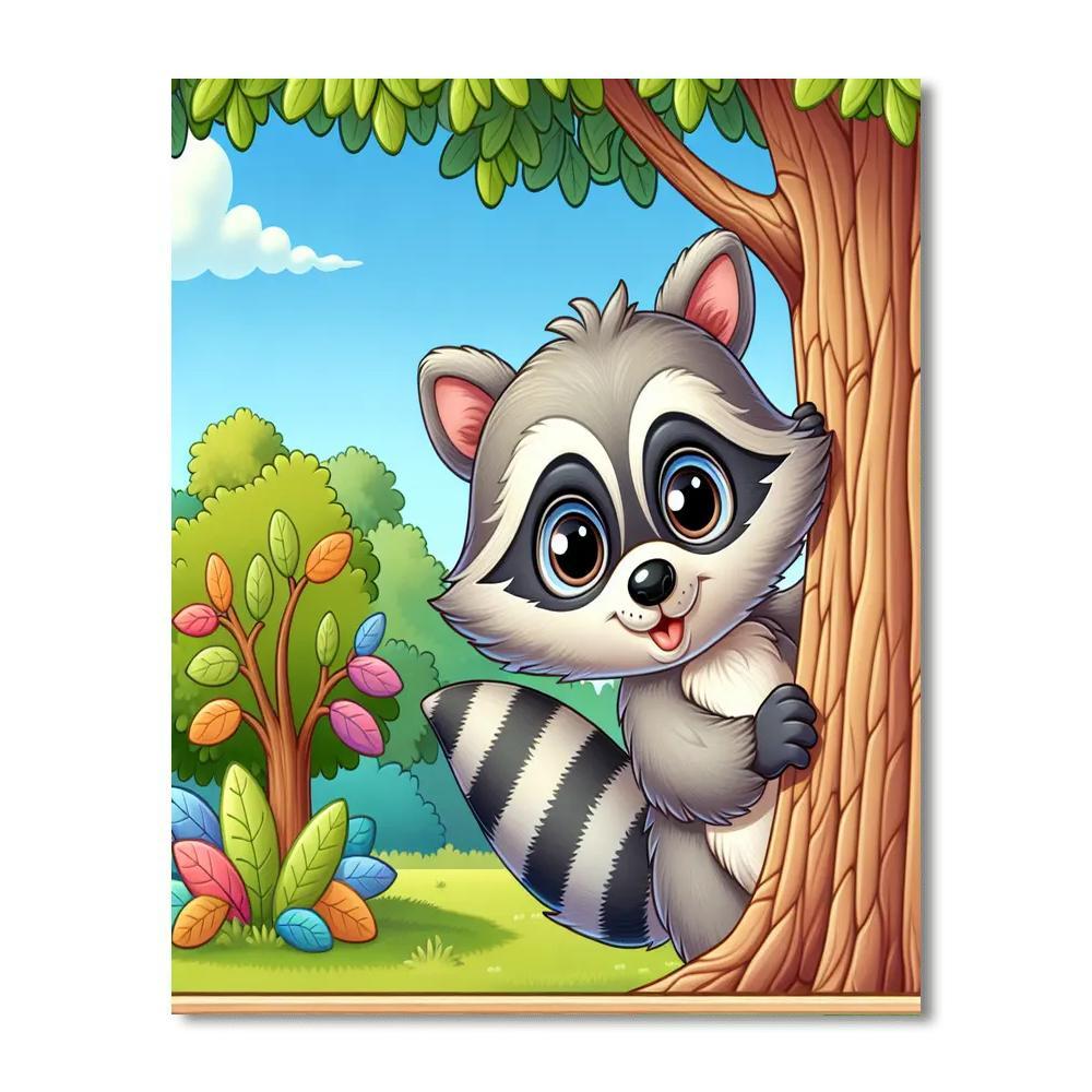 Excited Raccoon Paint By Color