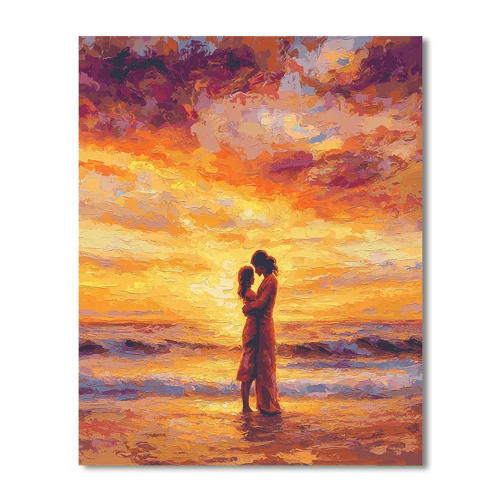 Sunset Beach Hugs Number Painting