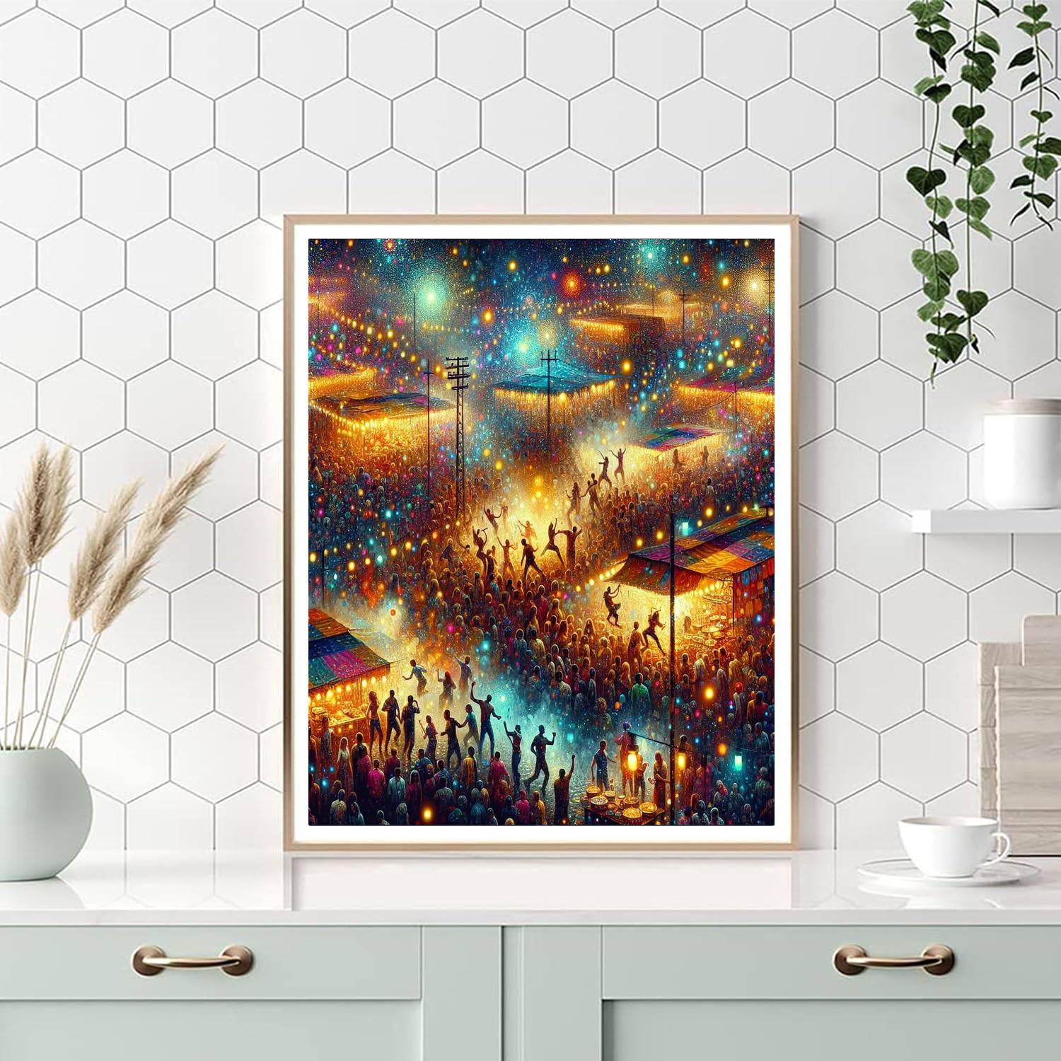 Glittering Night Festival Painting Number Kit