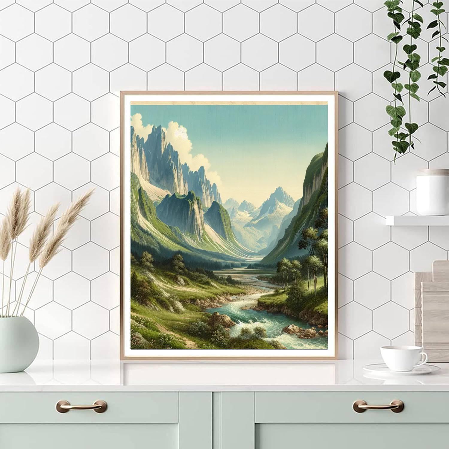 Timeless Mountain Landscape Painting Number Kit