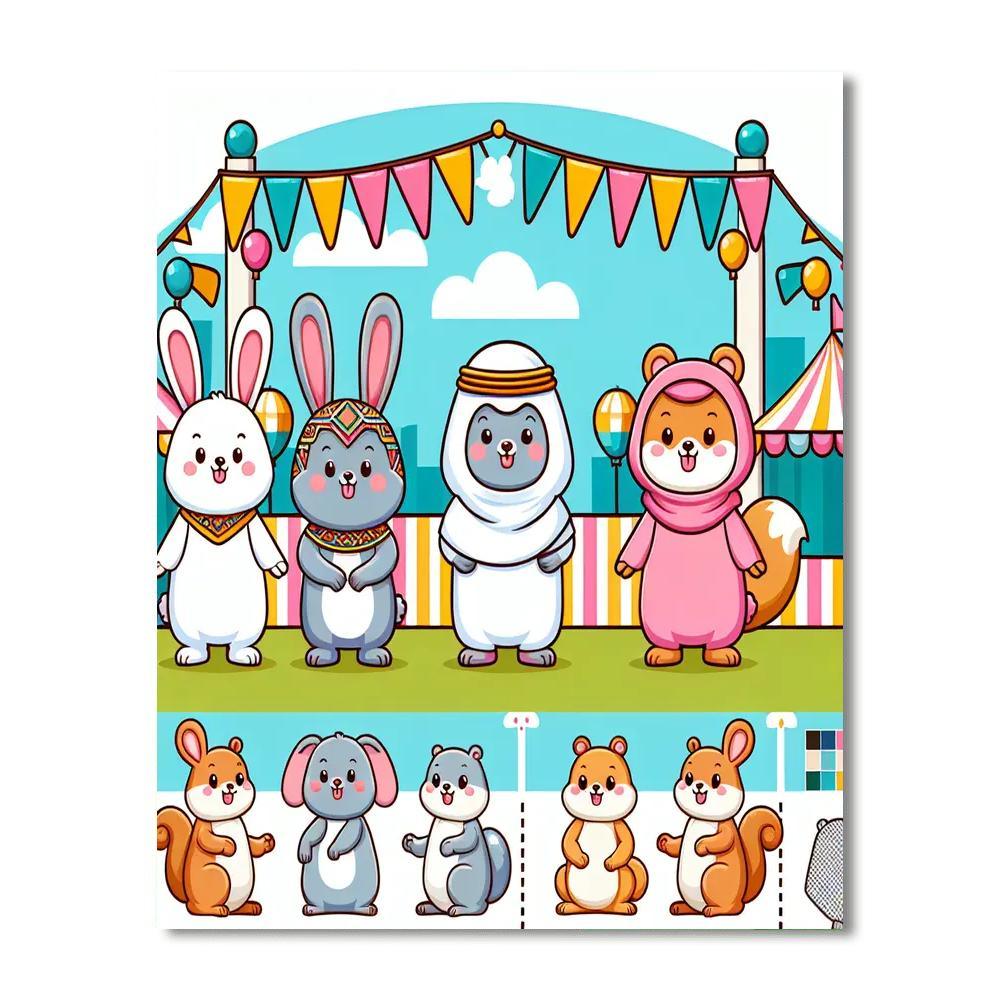 Charming Carnival Of Critters Numbered Painting Kits