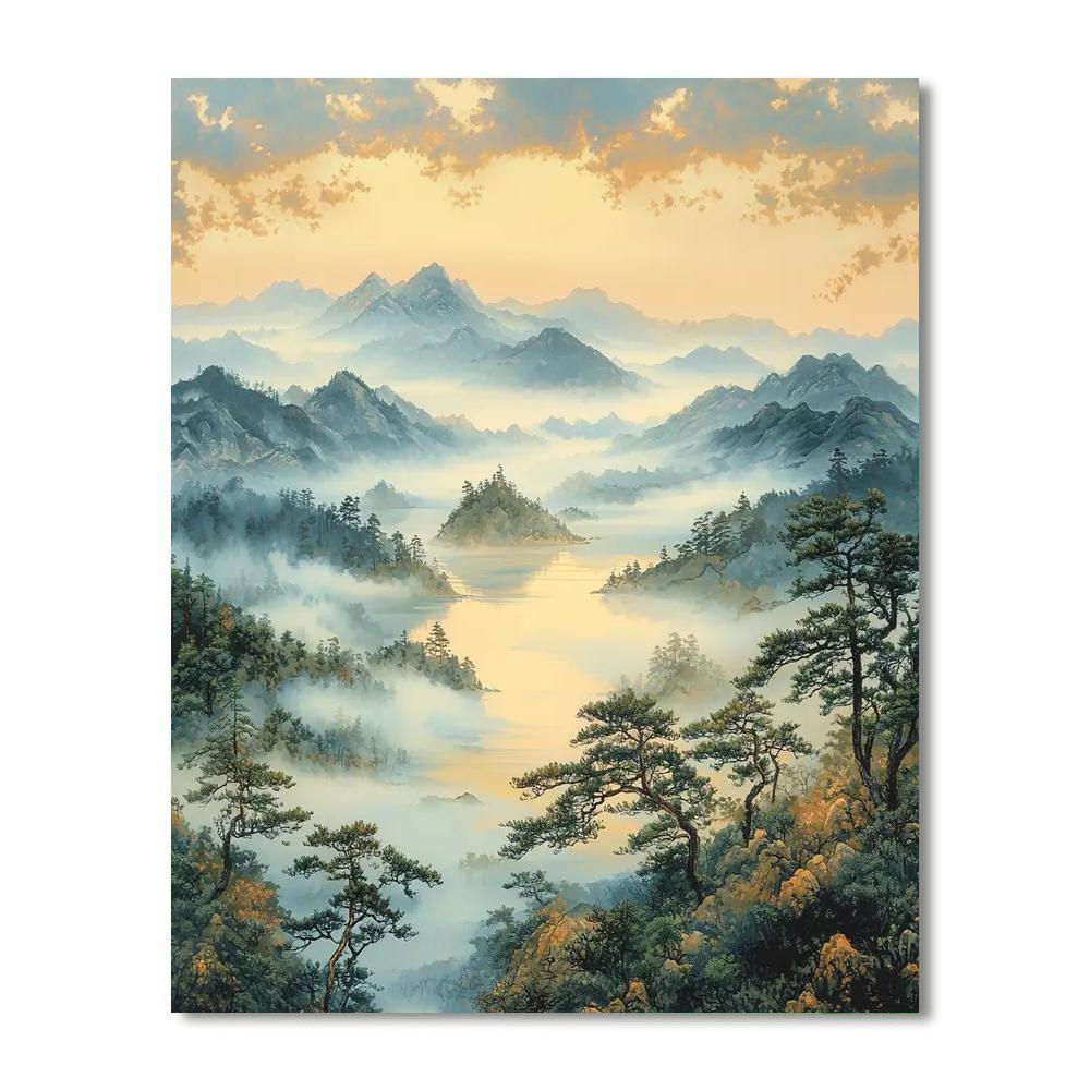 Hiroshige Inspired Whispers Of The Misty Mountains  Painting Number Kit
