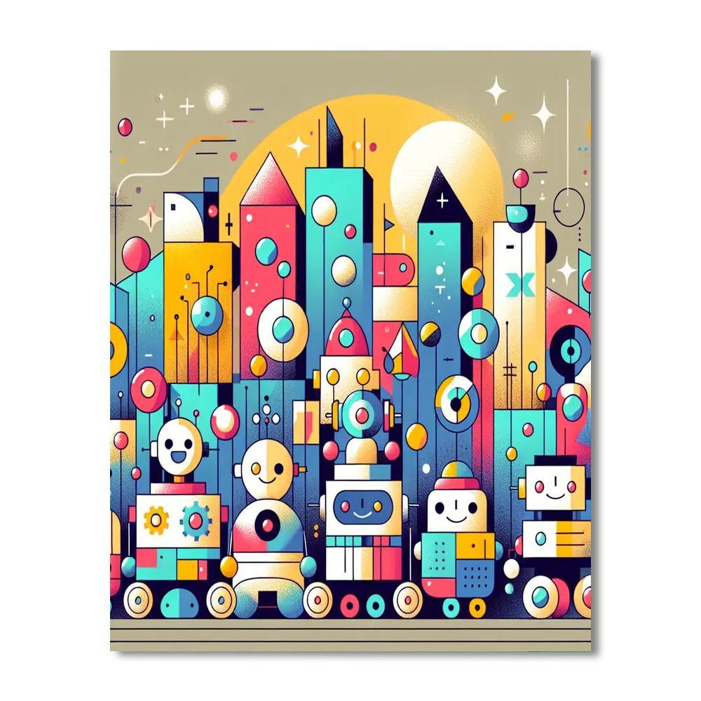 Funky Robot Parade Painting Number Kit