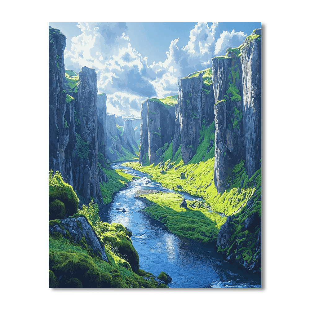 Fjadrargljufur Canyon - Iceland Number Painting