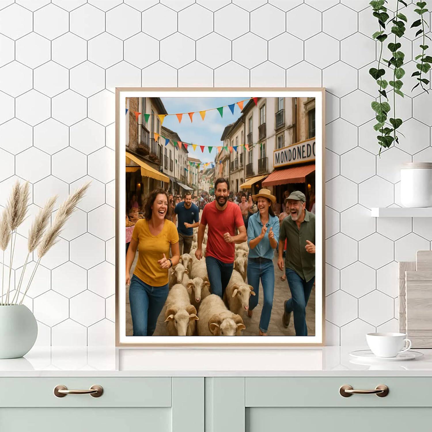 Running Of The Sheep - Spain Paint By Numbers Art