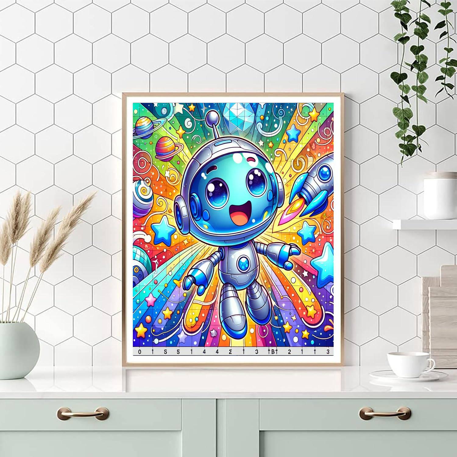 Curious Space Robot DIY Paint By Numbers