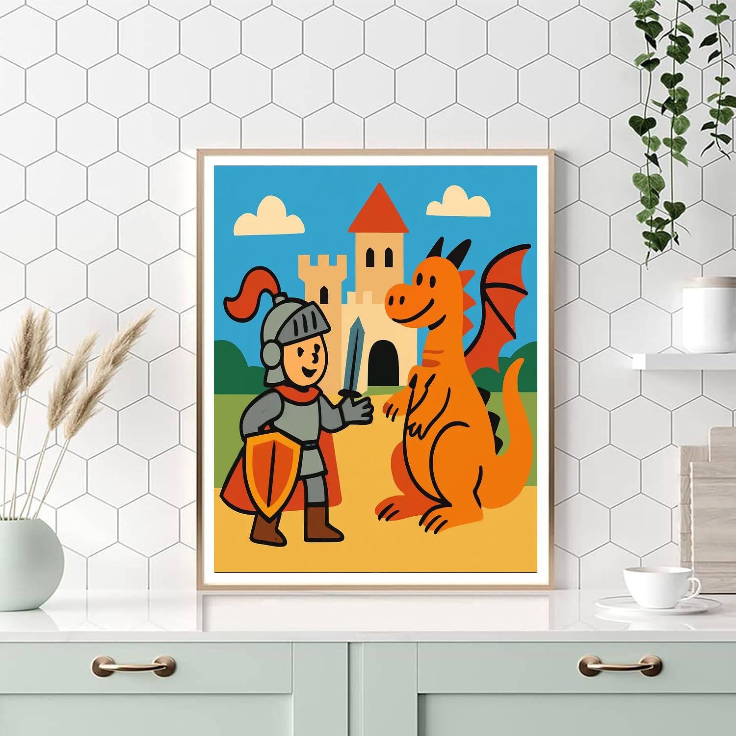 Courageous Knight's Dragon Encounter DIY Paint By Numbers