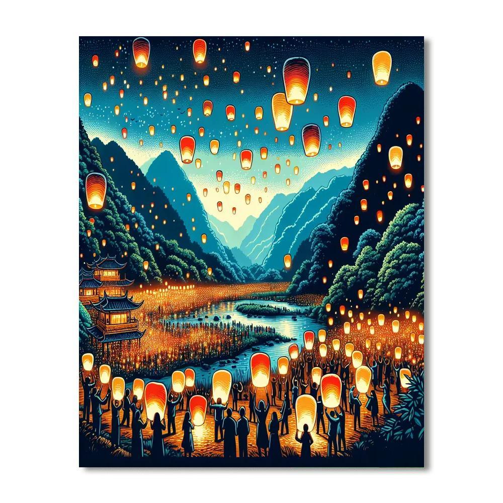 Lantern Festival - Pingxi, Taiwan DIY Paint By Numbers