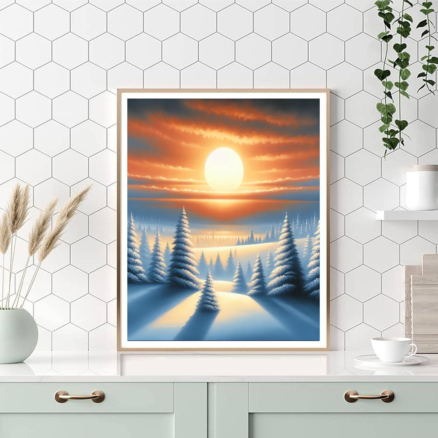 Winter Evening Glow Number Painting