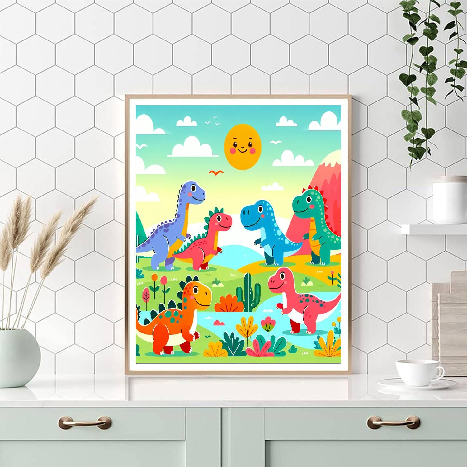 Friendly Dinosaurs In Adventureland DIY Paint By Numbers