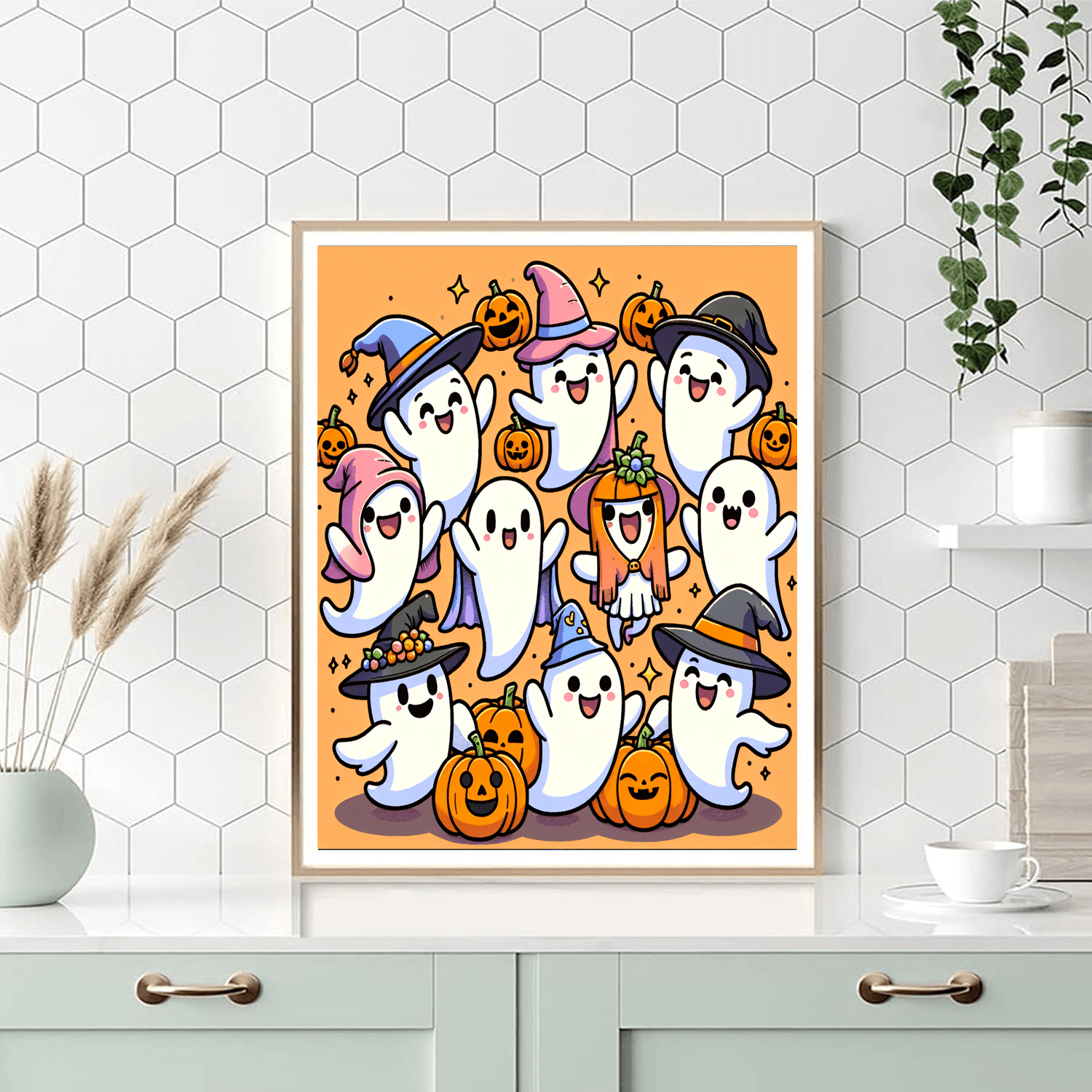 Friendly Ghosts In Costume Paint By Numbers Kits