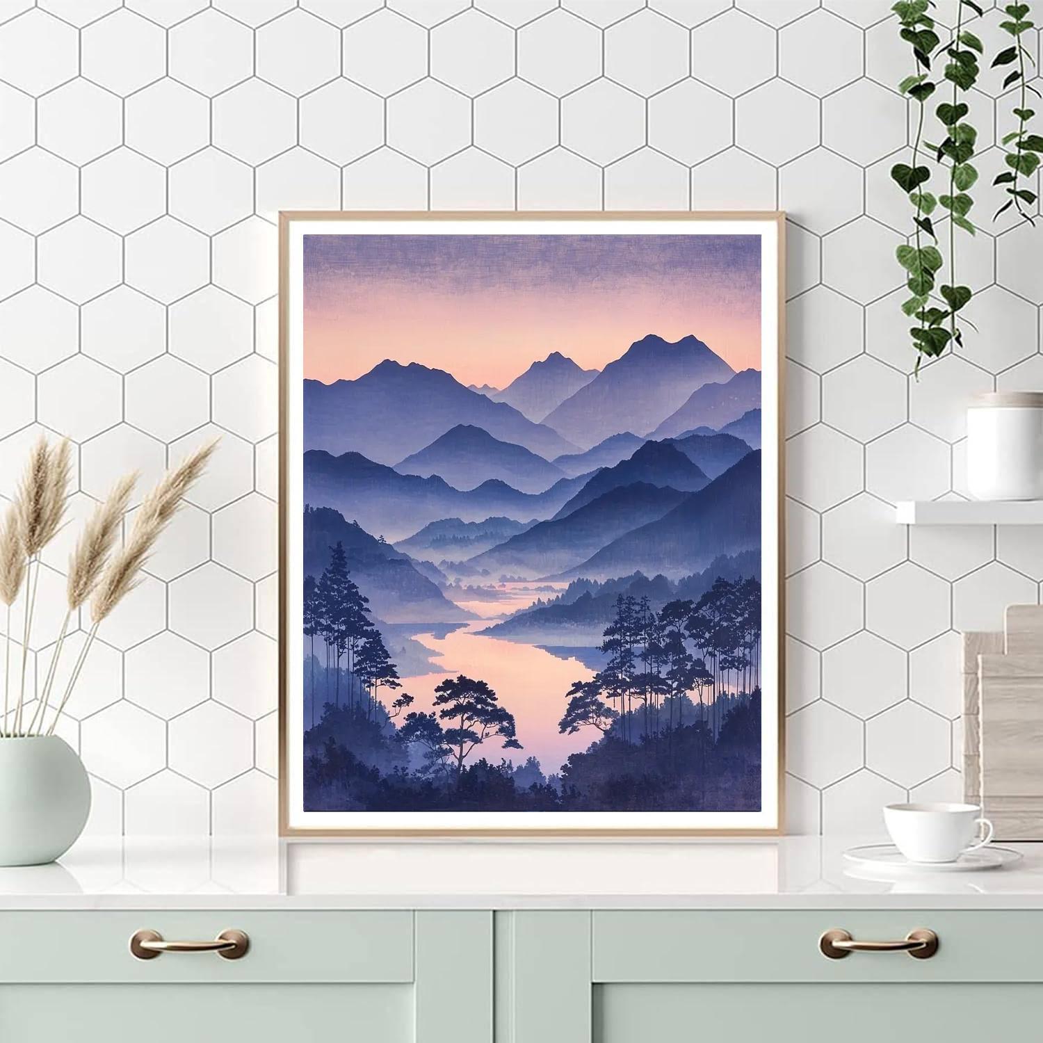 Utagawa Hiroshige Inspired Distant Mountains At Twilight  Painting By Numbers Kit