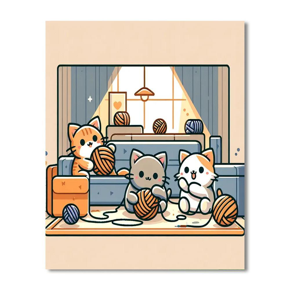 Purring Kittens Paint By Numbers Art
