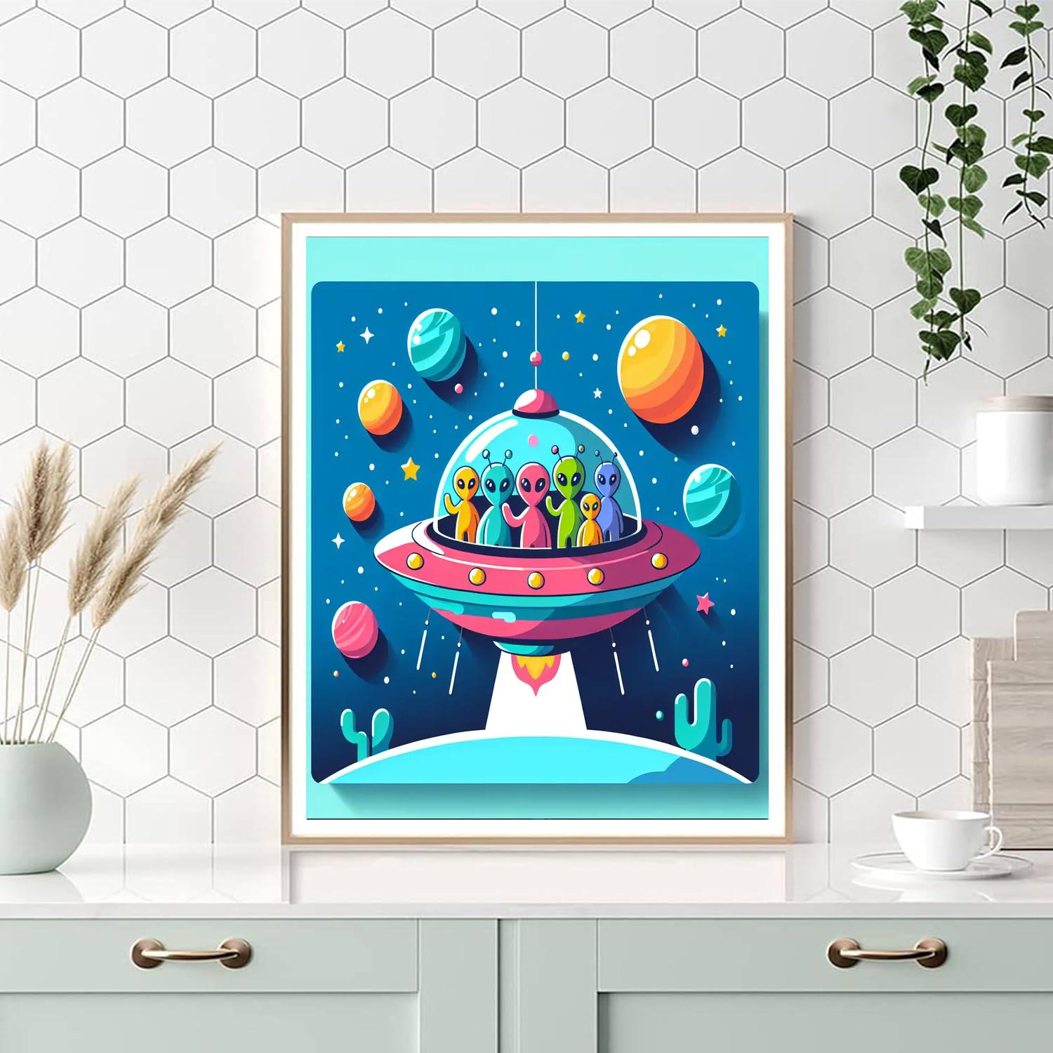 Alien Space Encounter Painting Number Kit