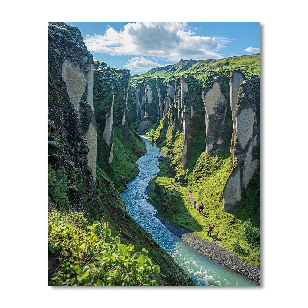 Fjaðrárgljúfur Canyon Painting Number Kit