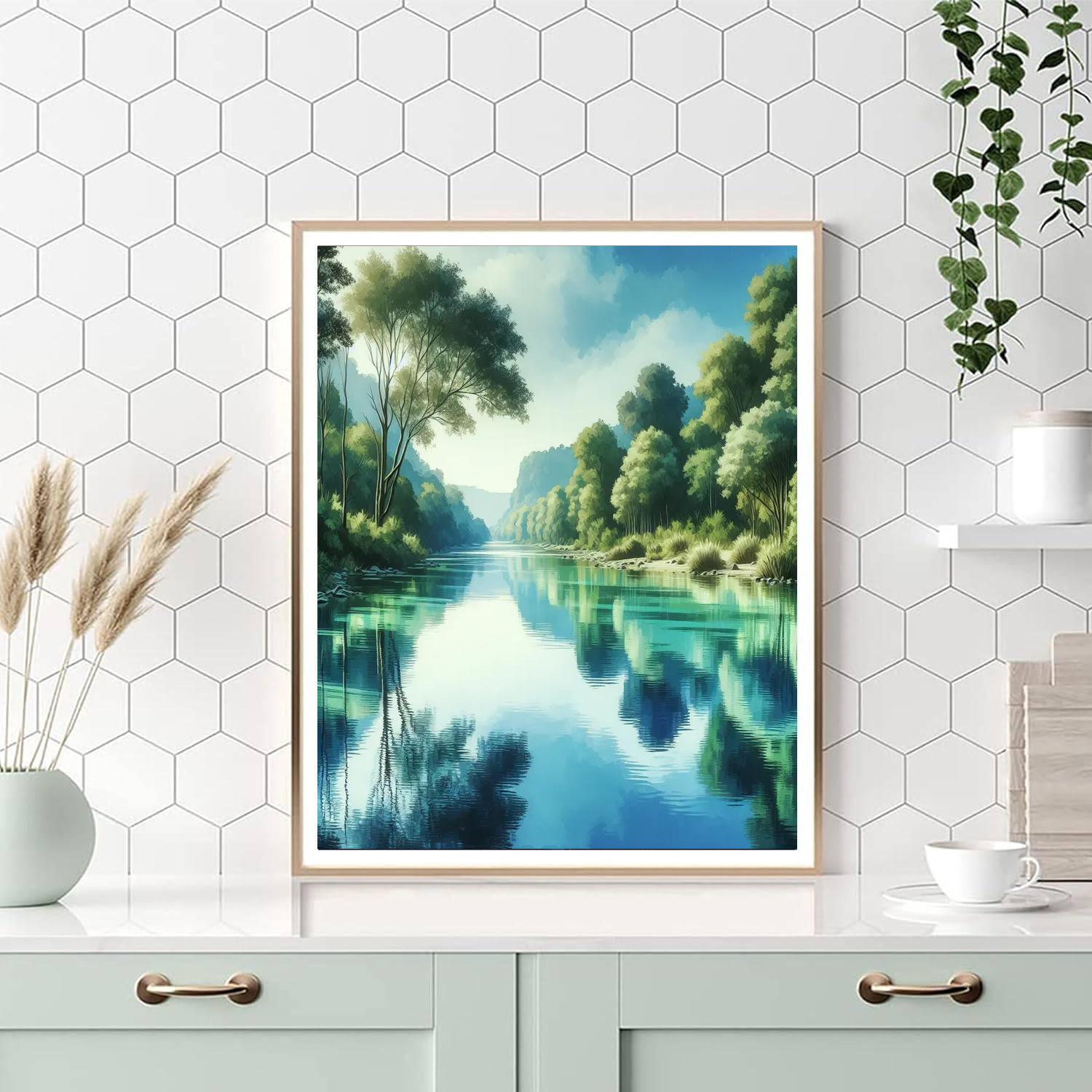 Quiet River Reflections Number Painting