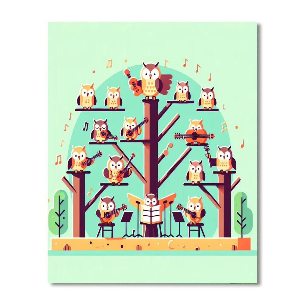 Charming Owl Orchestra Painting By Numbers Kit