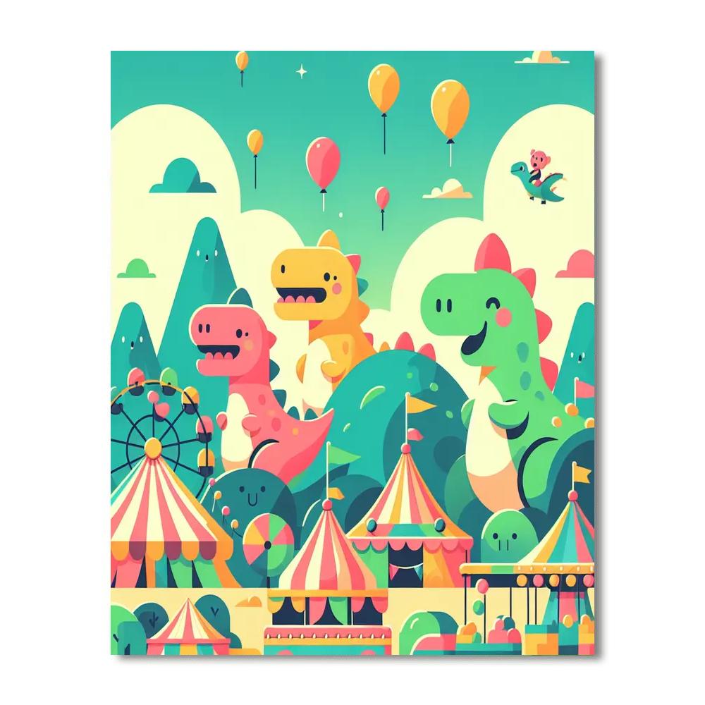 Dinosaur Fun Fair Paint By Numbers Art