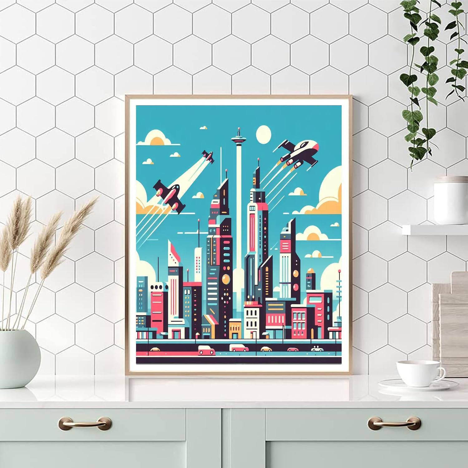 Futuristic City Of Tomorrow Painting Number Kit