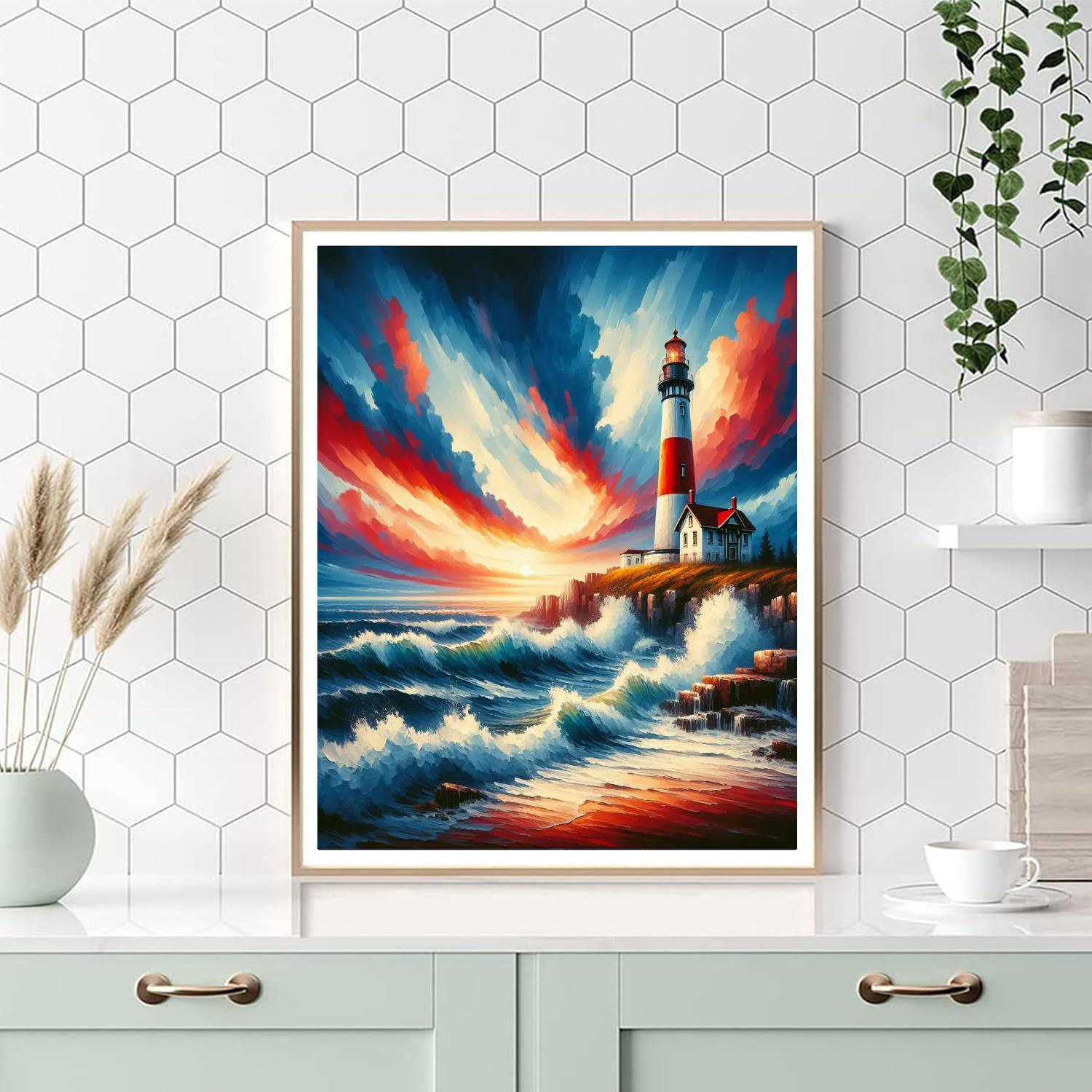 Charming Lighthouse Beacon DIY Paint By Numbers