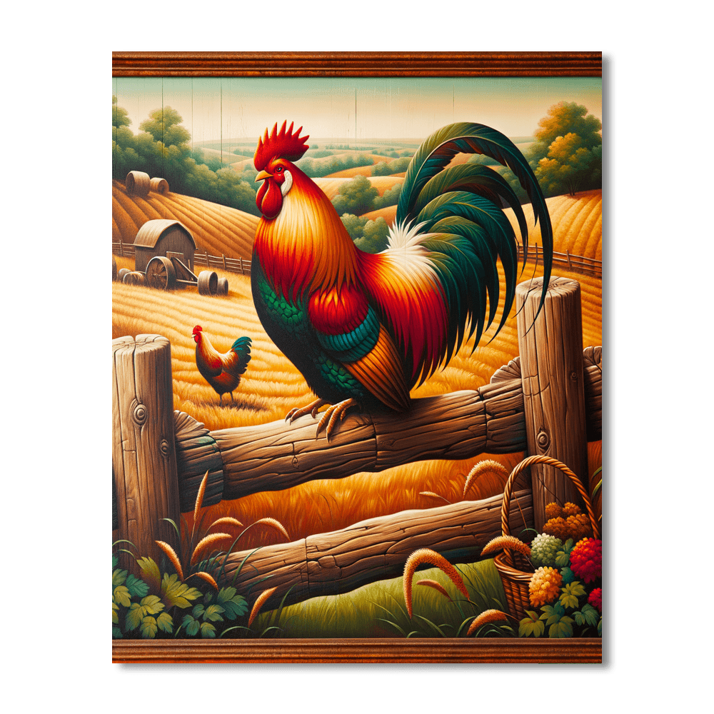 Charming Farmhouse Rooster Numbered Painting Kits