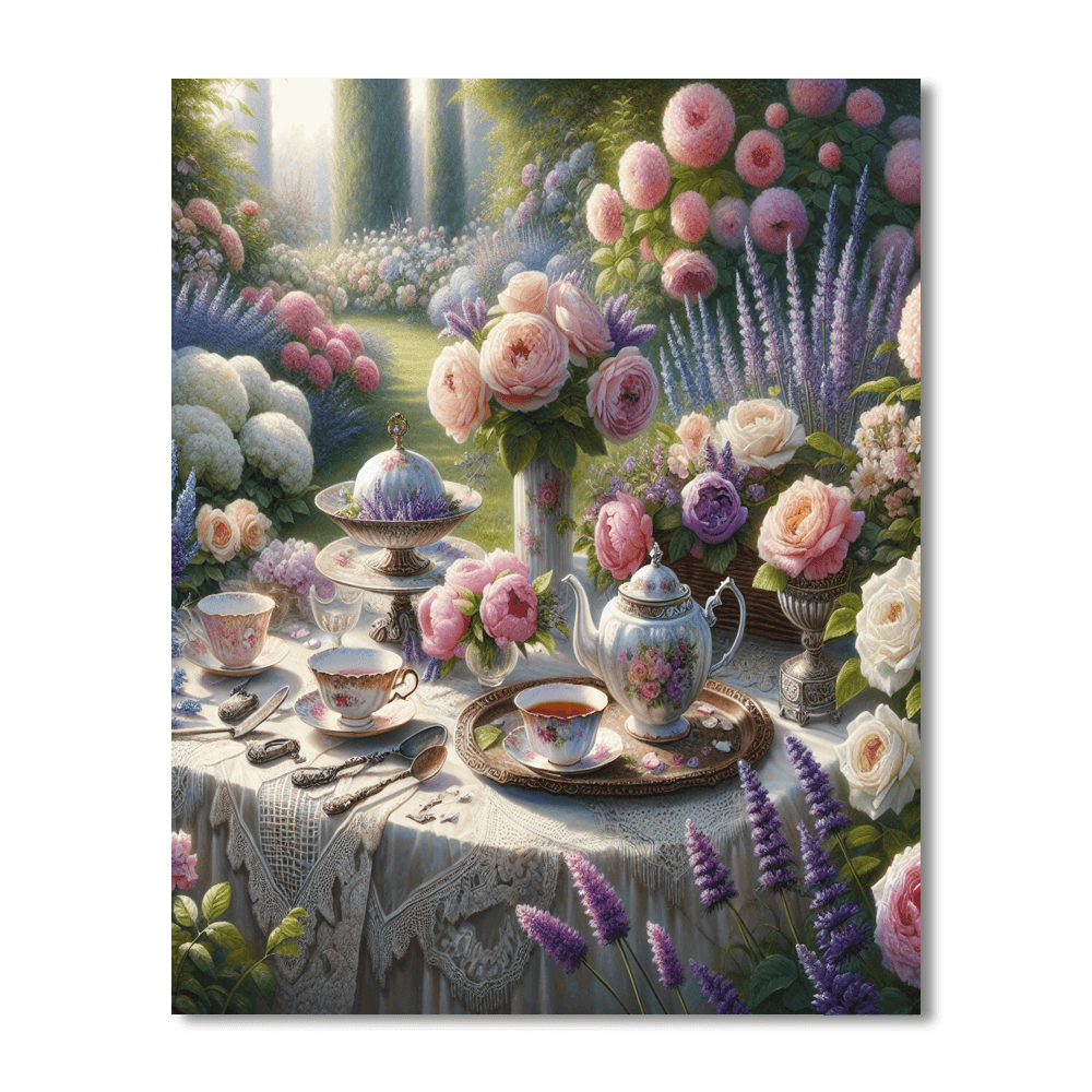 Vintage Garden Tea Party Painting By Numbers Kit
