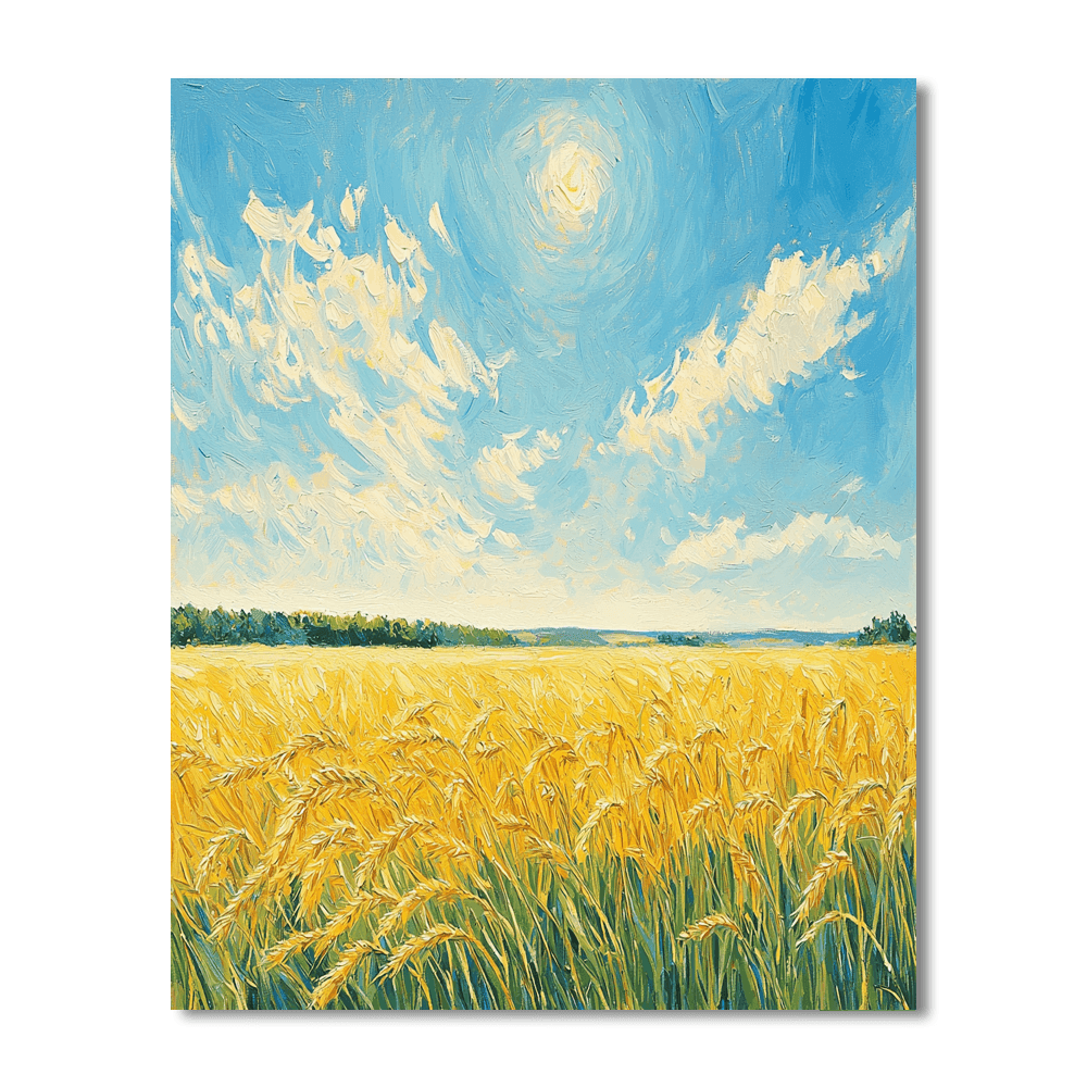 Claude Monet Inspired Radiant Sunshine Over Fields  DIY Paint By Numbers