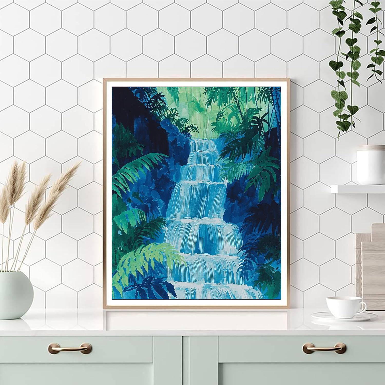 Nandalal Bose Inspired Cascades Of Serenity  Painting Number Kit