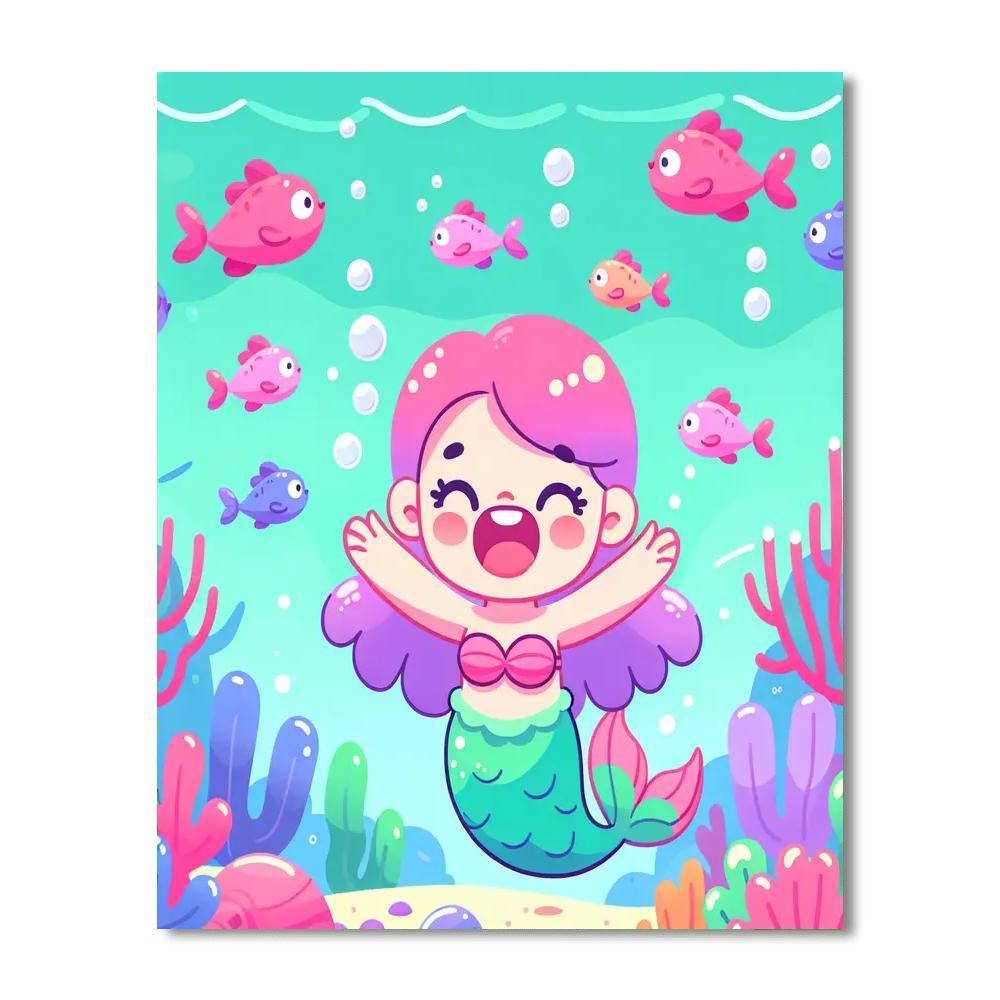 Bubbly Mermaid DIY Paint By Numbers