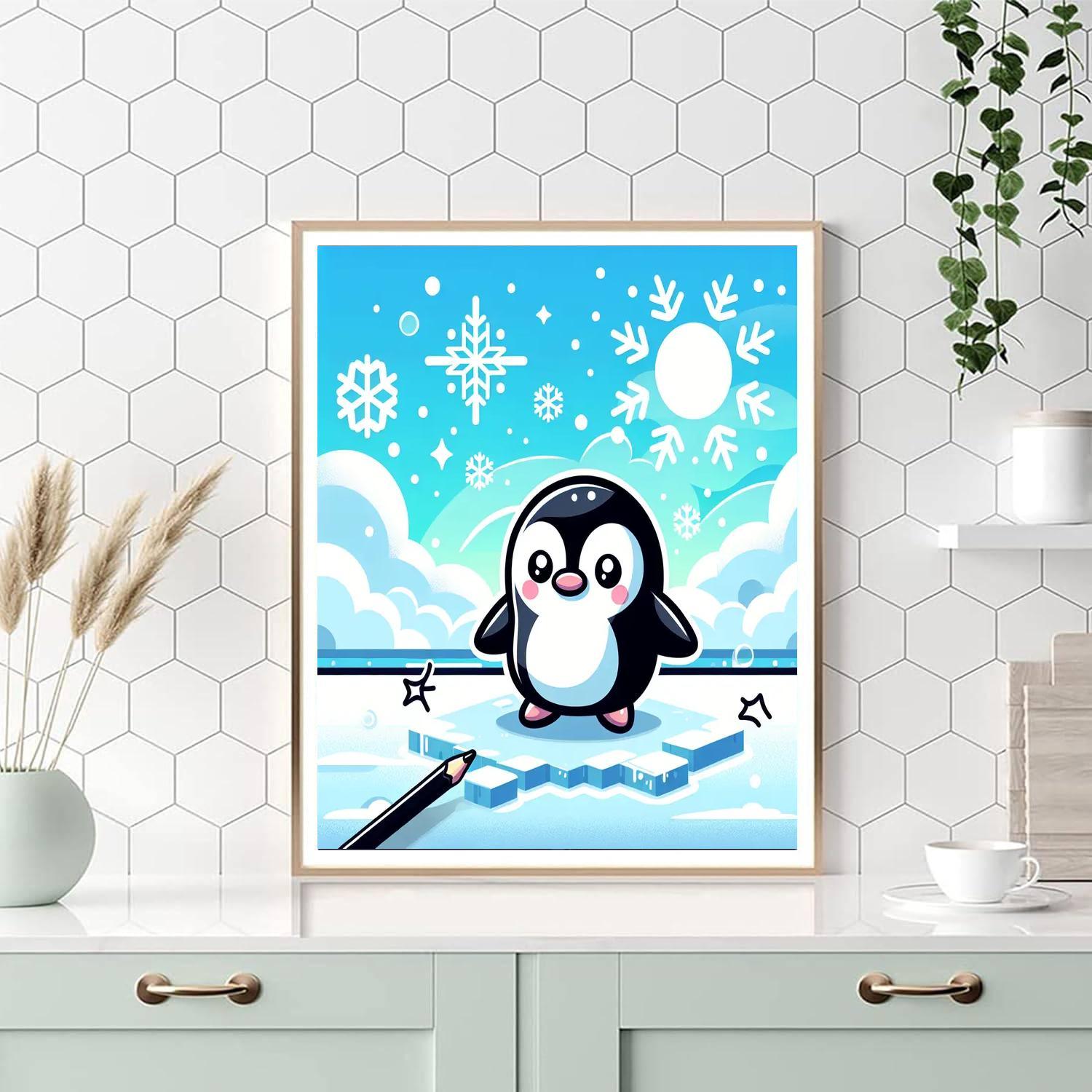 Curious Little Penguin Paint By Numbers Art