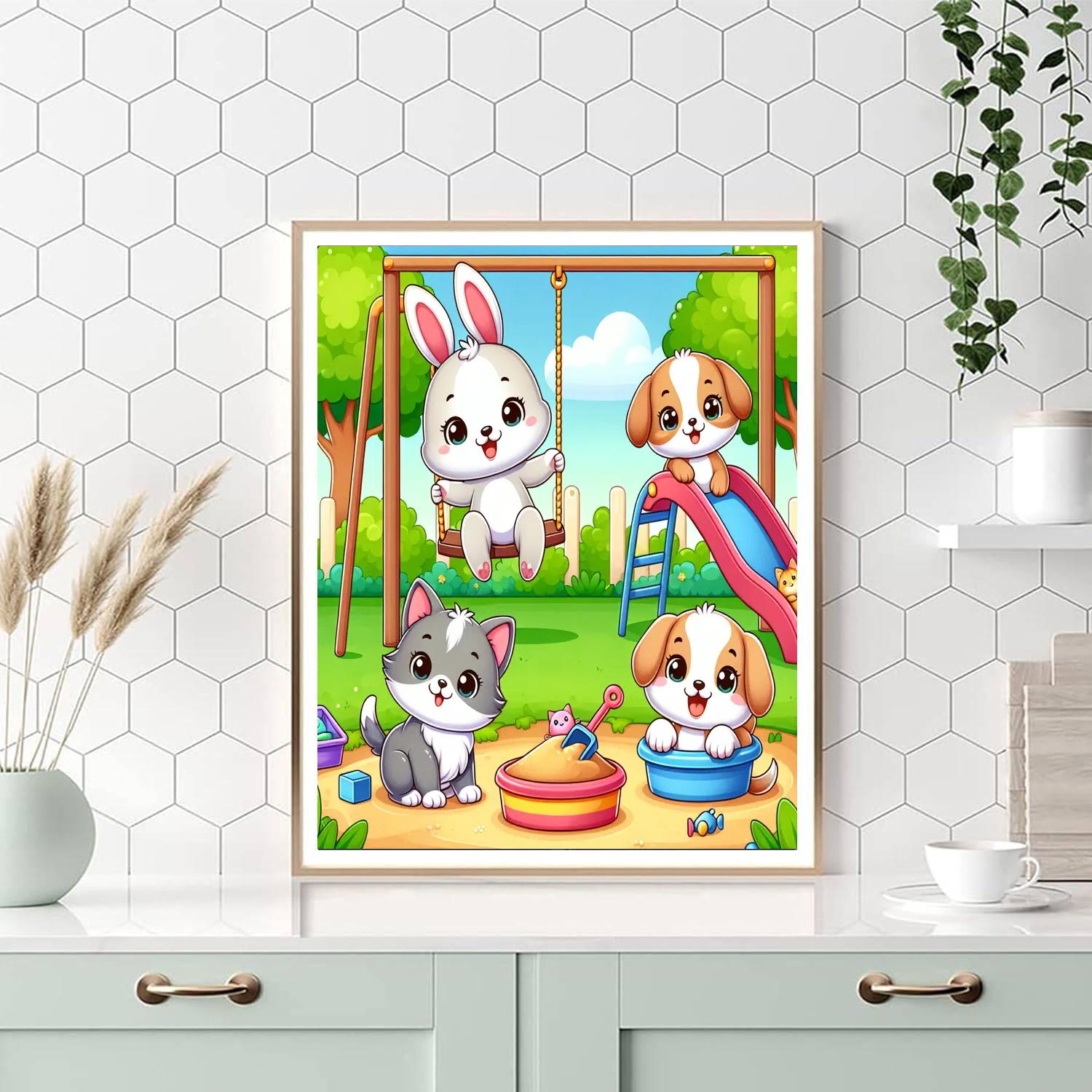 Cute Critter Playground Numbered Painting Kits