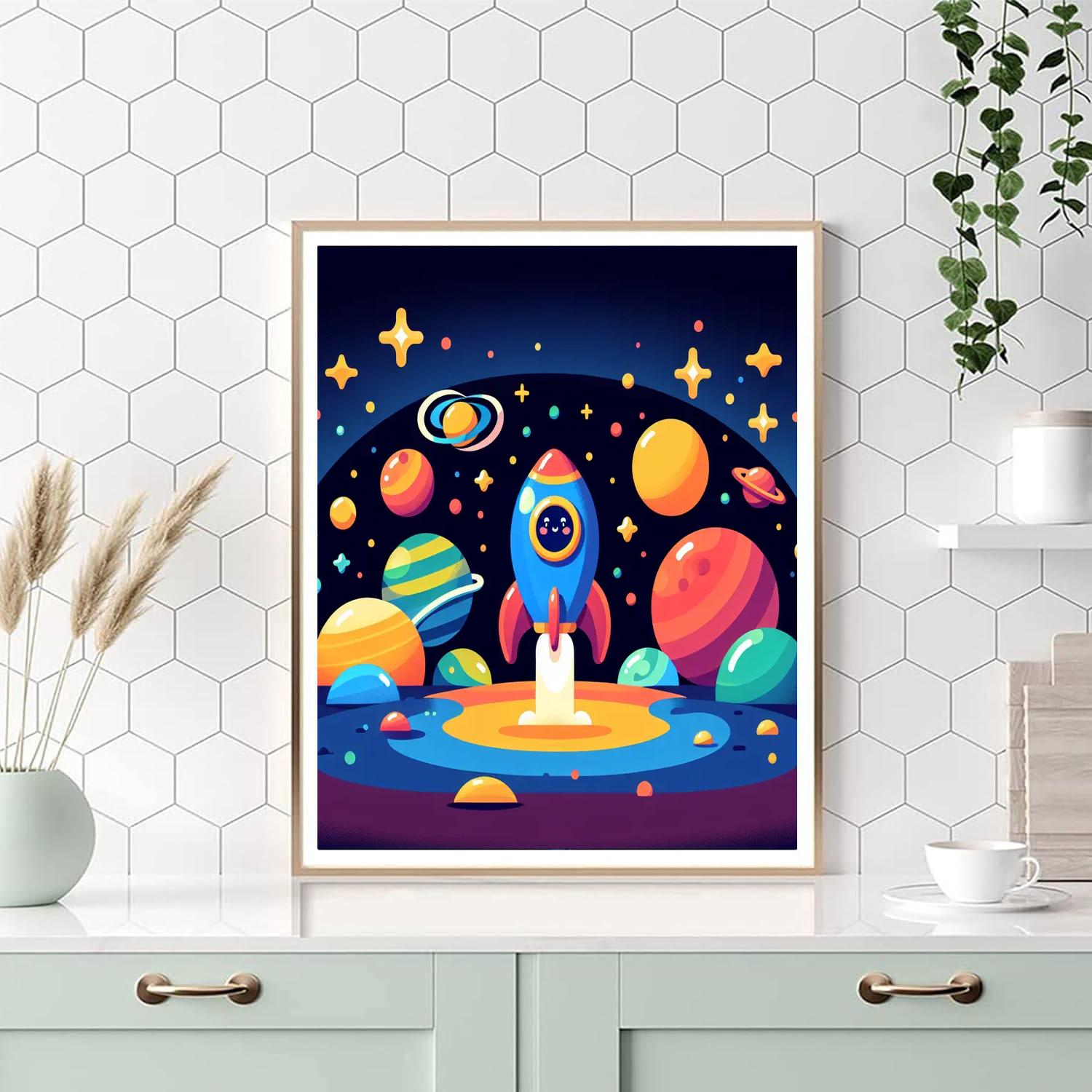 Friendly Space Voyage Paint By Numbers Art