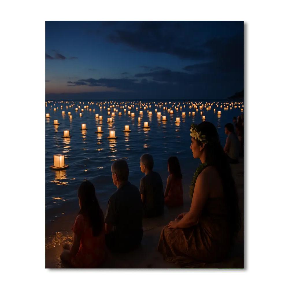 Lantern Floating Festival - Hawaii, Usa Numbered Painting Kits