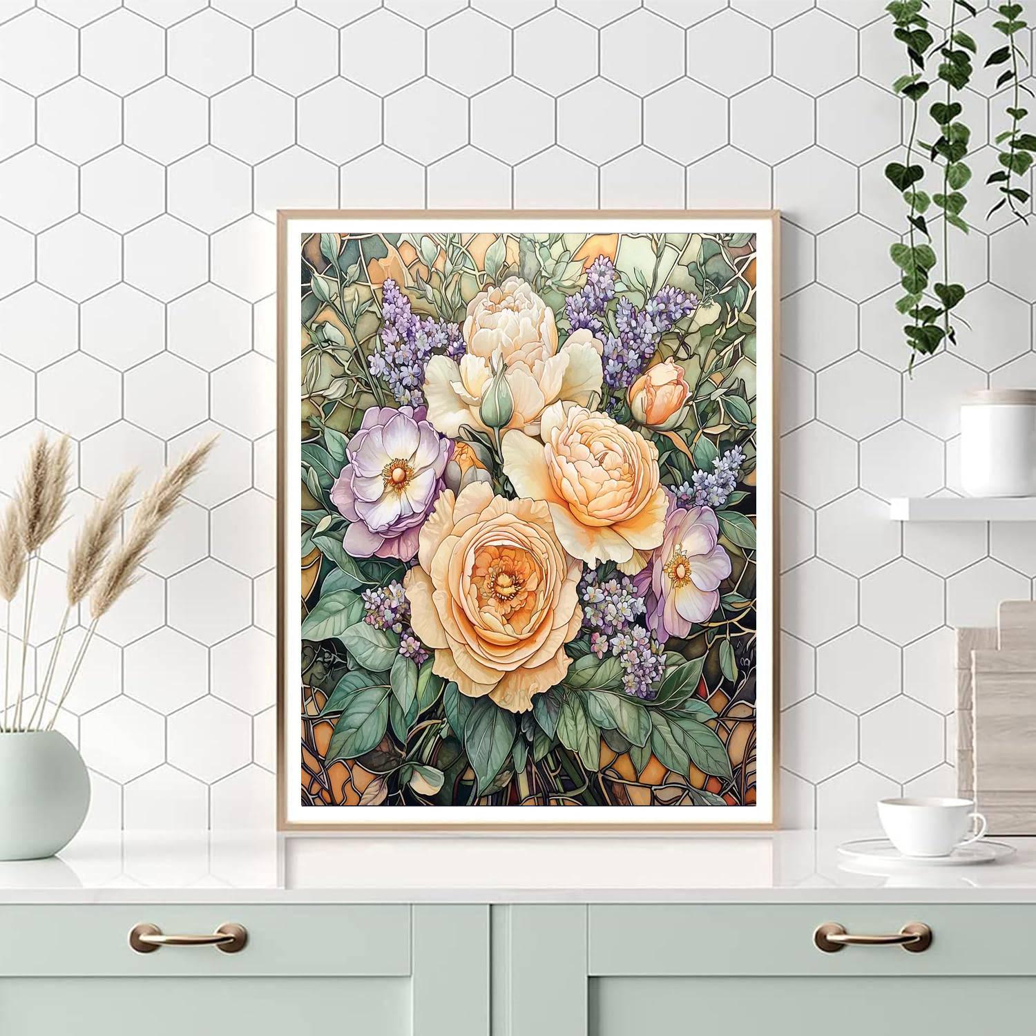 Alphonse Mucha Inspired Chic Art Nouveau Bouquet  Paint By Numbers