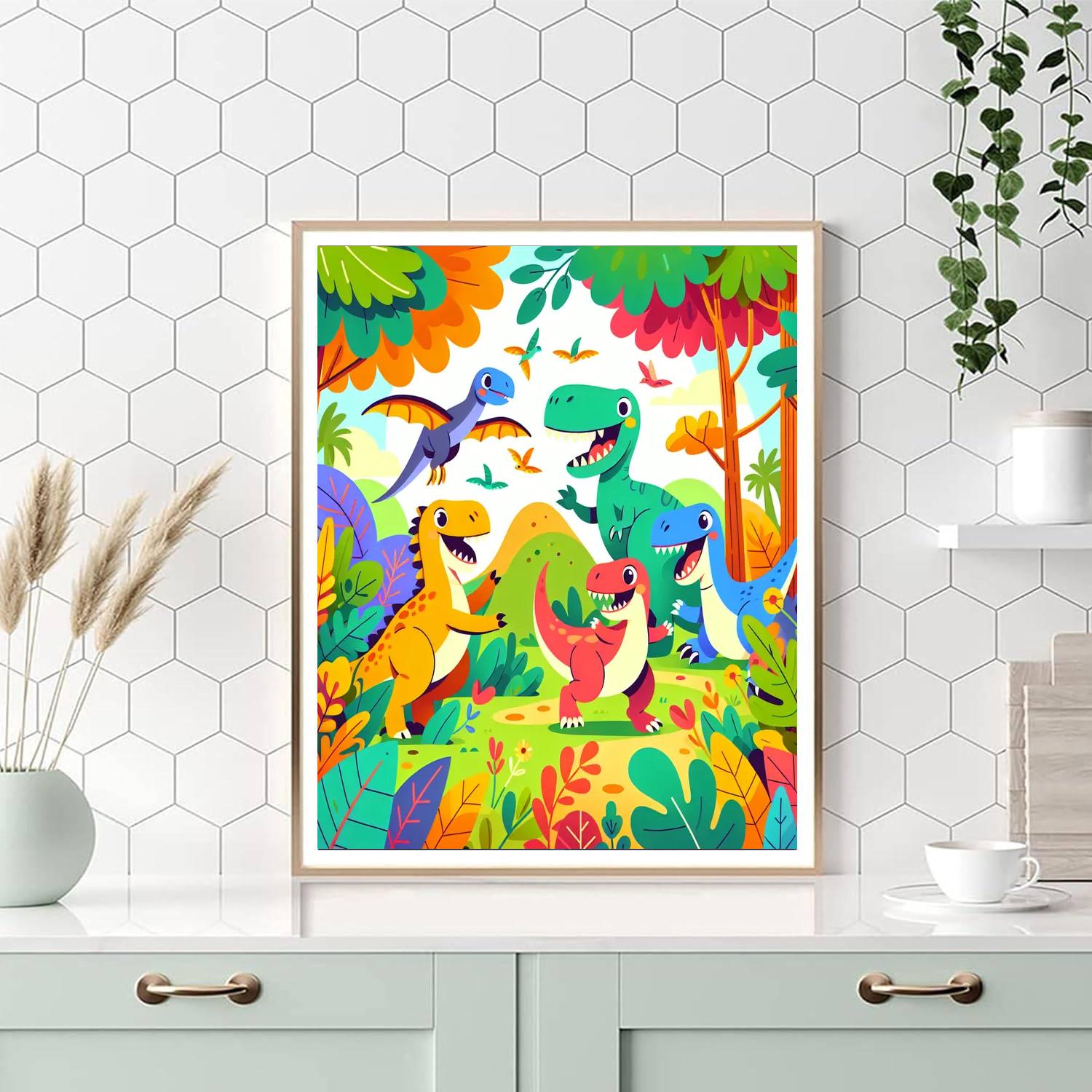 Dino Adventures In The Jungle Numbered Painting Kits